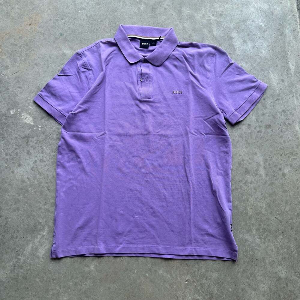 BOSS Men's Purple Pique Cotton Polo Shirt